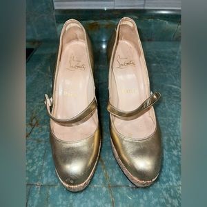 Christian Loubiton Gold espadrille Mary Jane pumps